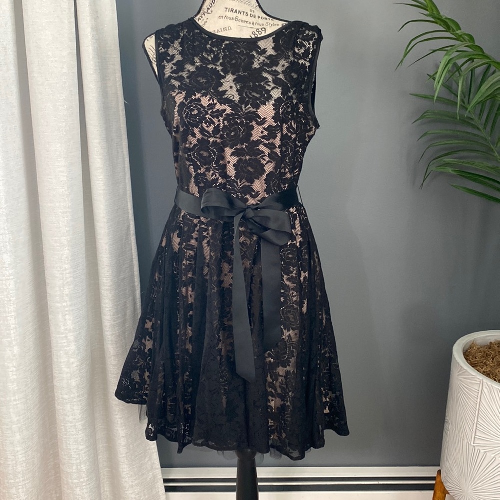 Black lace overlay dress size 14